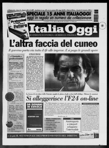 Italia oggi : quotidiano di economia finanza e politica